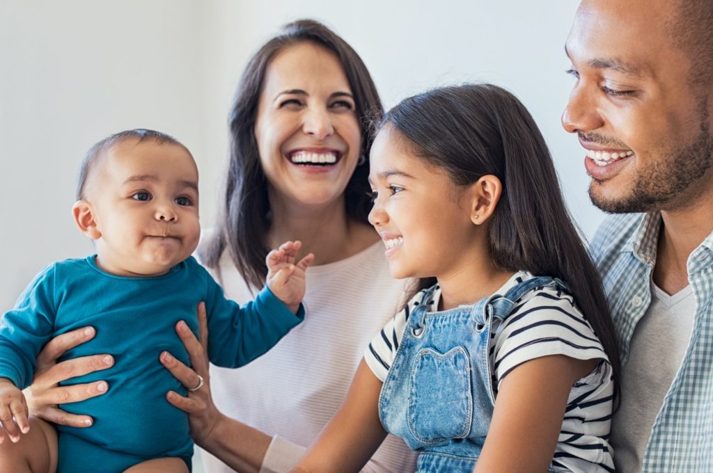 Family having fun with children