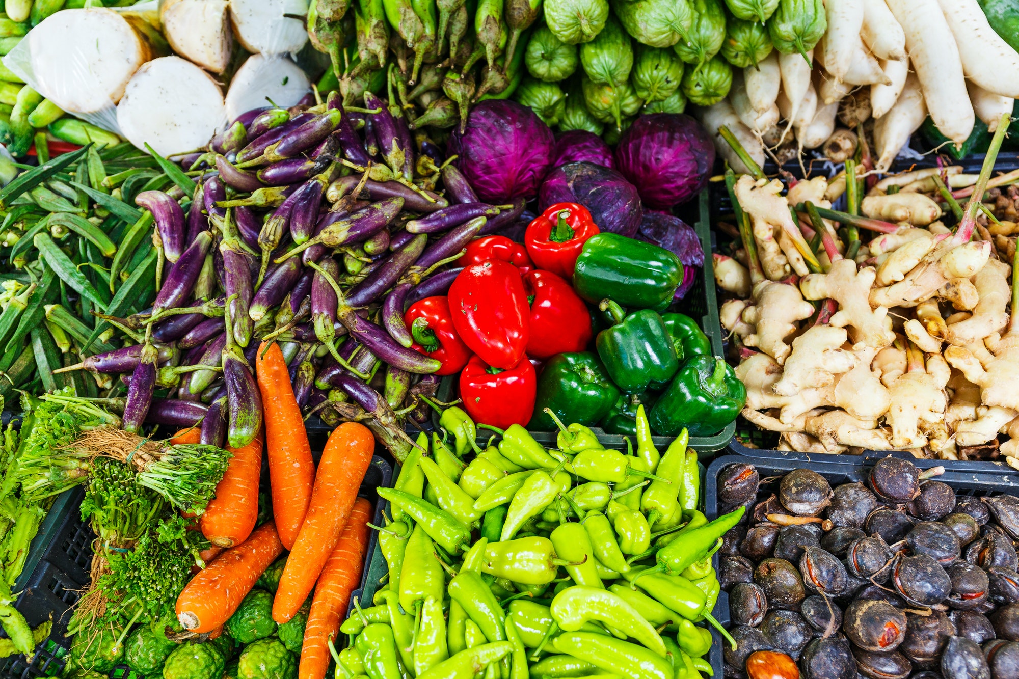 Vegetables and fruit on market