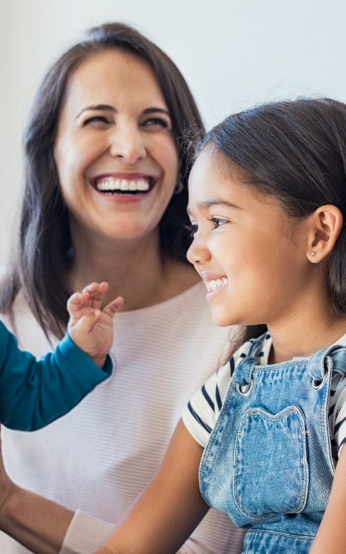 Family having fun with children