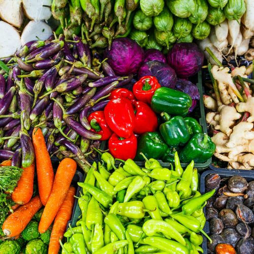 Vegetables and fruit on market